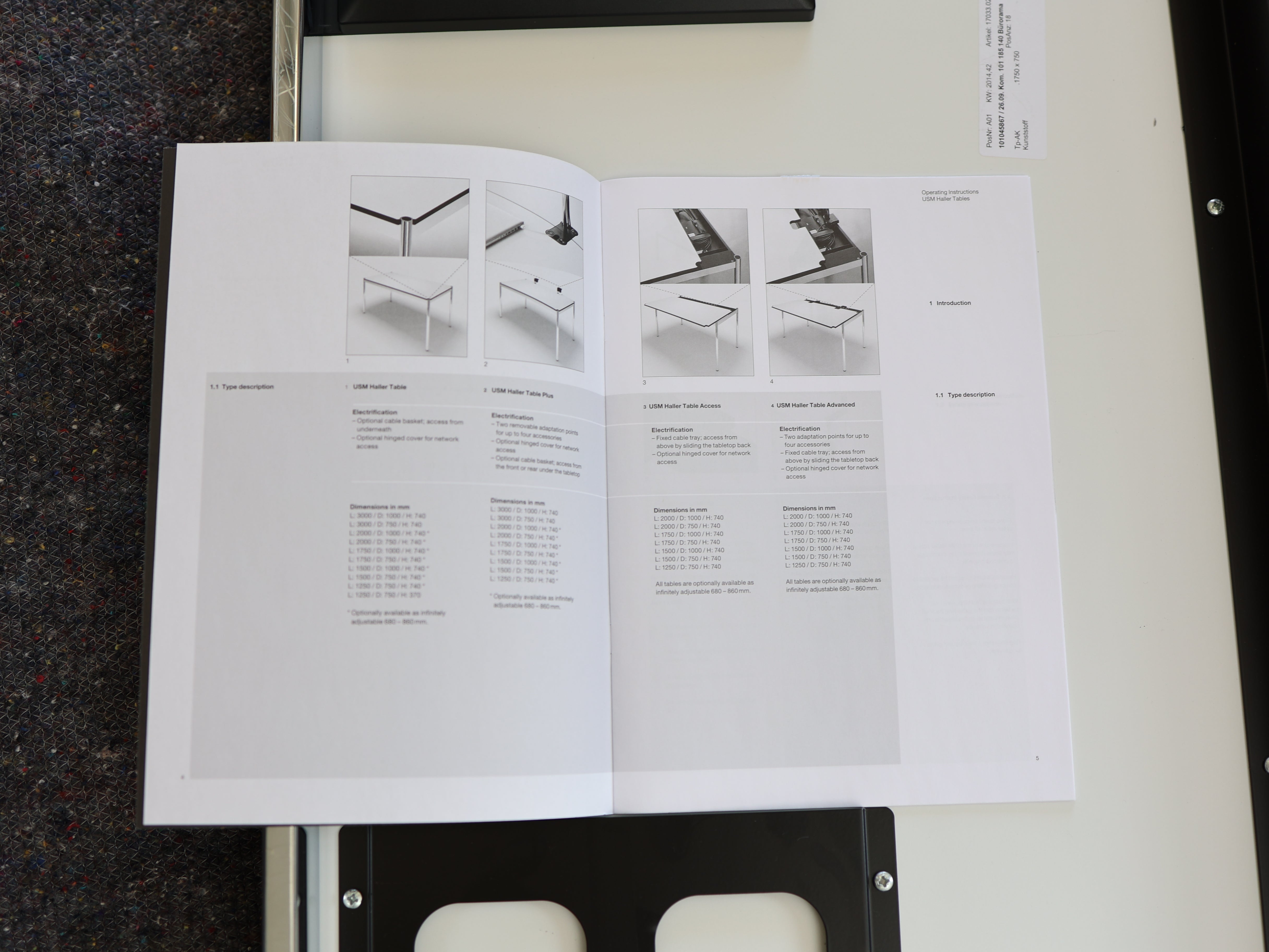 USM Haller Schreibtische Advanced- Weiss 175cm