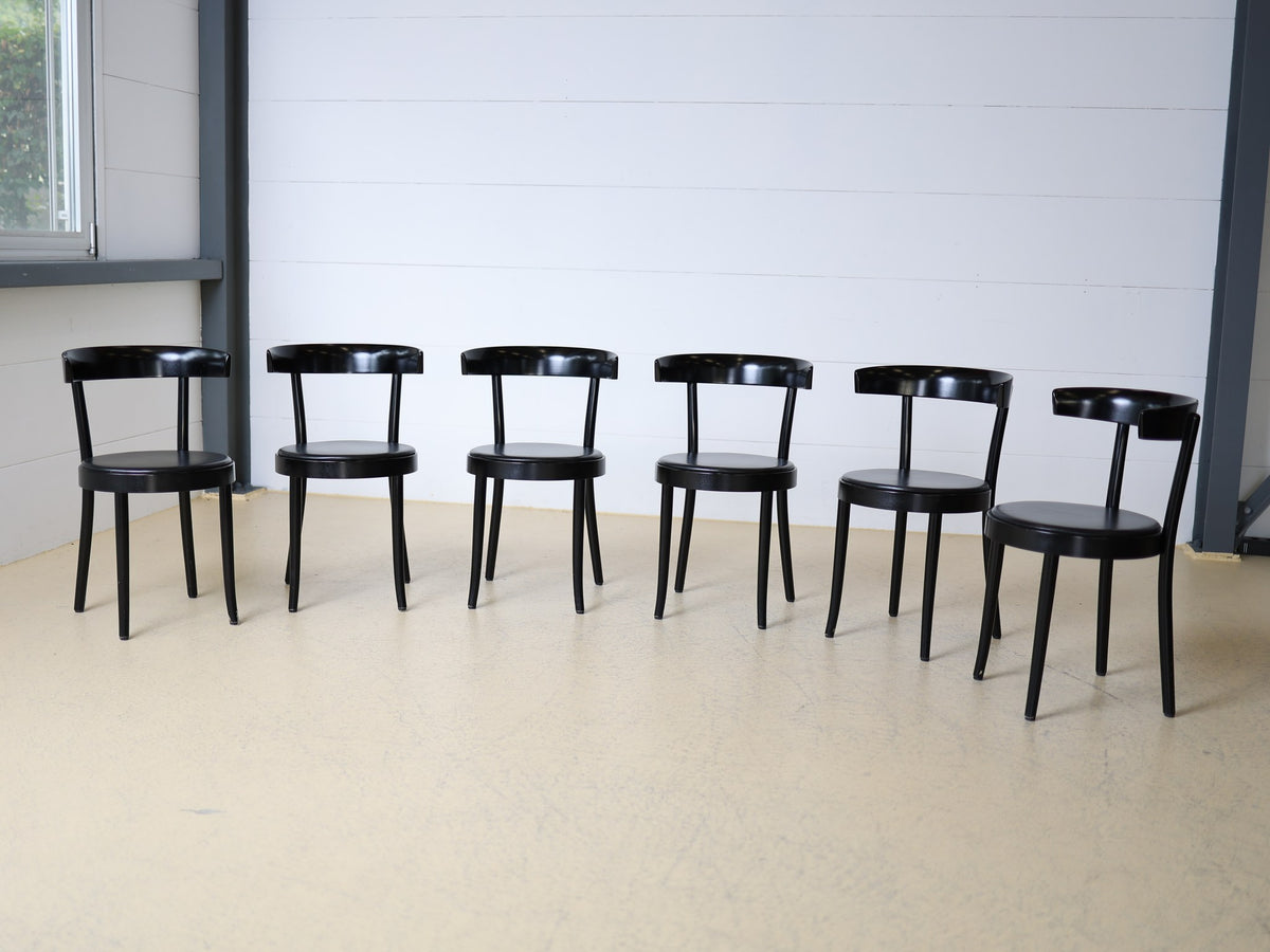 6er-Set Horgen-Glarus Kaffeehausstühle schwarz, einheitlicher Zustand, atelier TILIJA