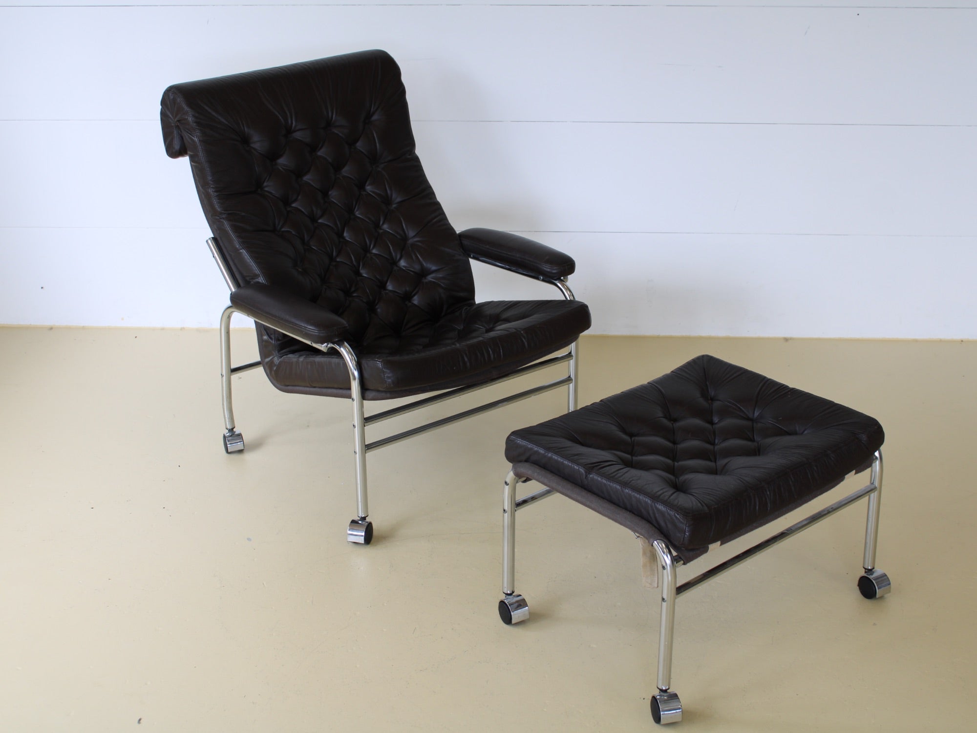 DUX, Bruno Mathssons Lounge Chair, Vintage Sessel mit Hocker