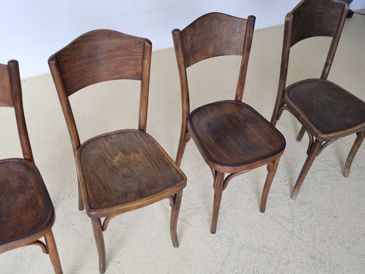 Thonet Bistrostuhl / Kaffeehausstuhl – Bugholz, 4er-Set, ca. 1920–1950 Foto 10