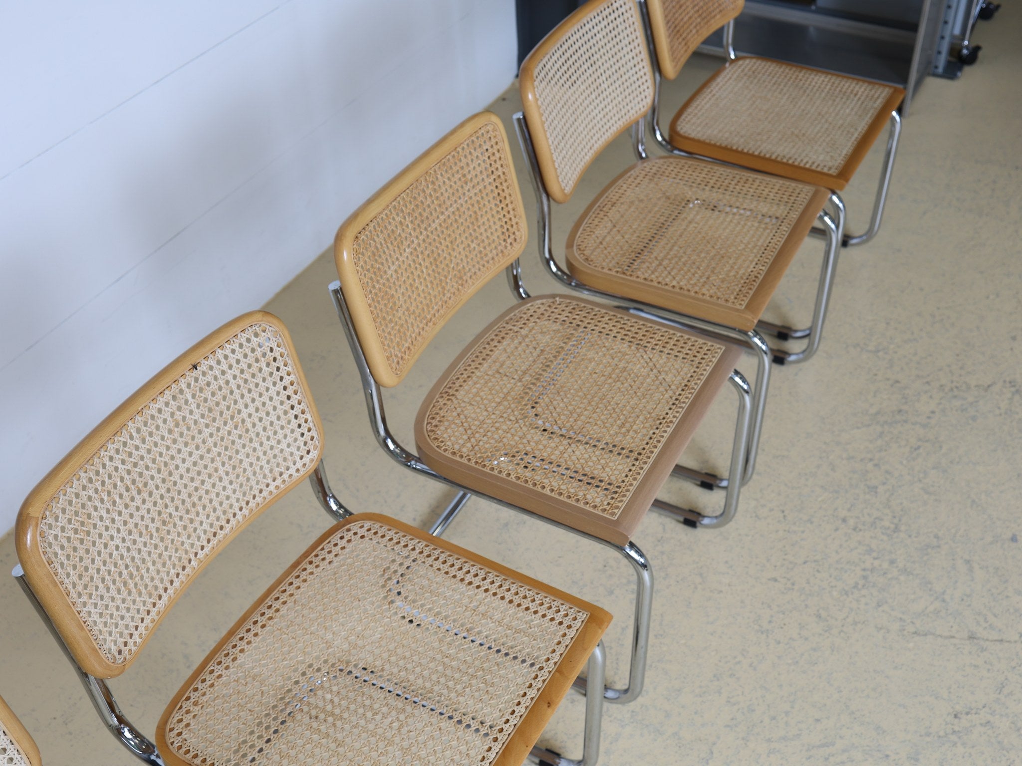 Bauhaus Freischwinger Set helle Buche und Chrom