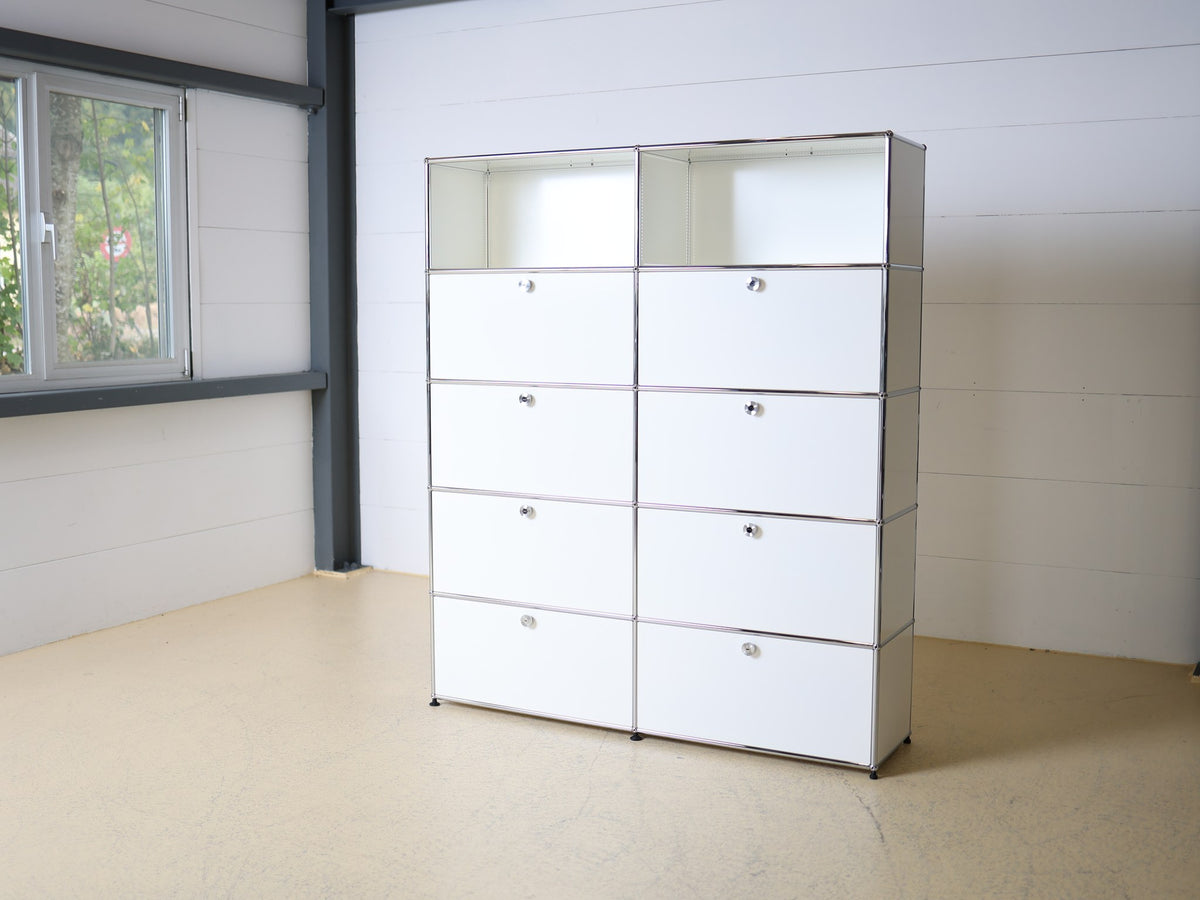USM Haller Aktenschrank 2x5 – 2 Spalten, 5 Reihen, mit 8 Klappen und 2 offenen Fächern (oben) Foto 10