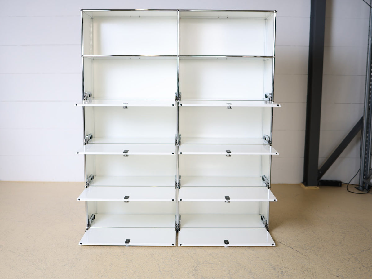 USM Haller Aktenschrank 2x5 – 2 Spalten, 5 Reihen, mit 8 Klappen und 2 offenen Fächern (oben) Foto 7